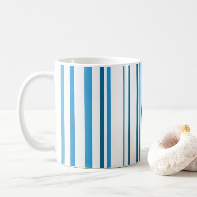 Blå Strand Färg Ränder Kaffemugg (Med munk)