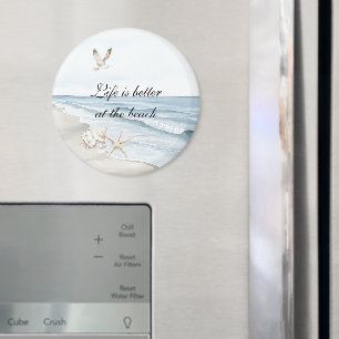 Blå Strand Hav Sjöstjärna Havsfåglar  Magnet