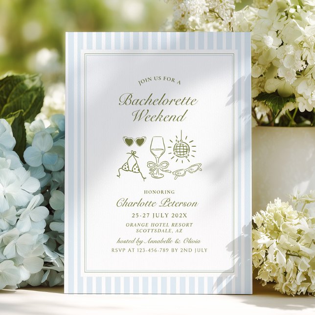 Blå strand möhippa veckoschema inbjudningar (Skapare uppladdad)