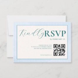 Blå strand sommar vattenfärg QR bröllop RSVP OSA Kort