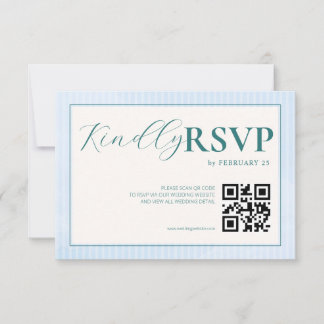 Blå strand sommar vattenfärg QR bröllop RSVP OSA Kort