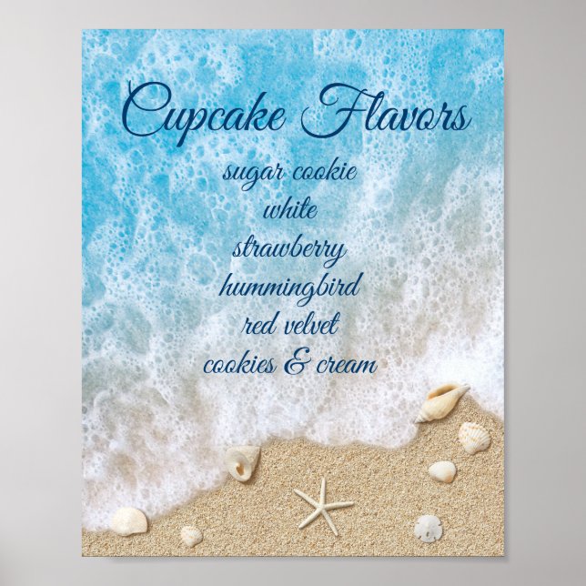 Blå strandvåg efterrätssbar affisch (Framsidan)