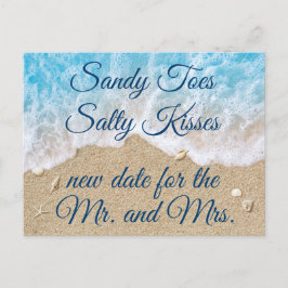 Blå strandvågor ändrar datumet meddelande vykort