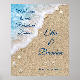 Blå Strandvågor Övningsmiddagsfest Affisch