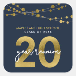 Blå strängar av Ljus 20-årsklassåterförening Fyrkantigt Klistermärke