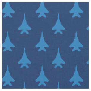 Blå Strejka Eagle Fighter Jet Mönster Tyg