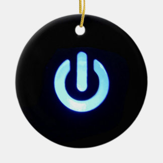Blå strömbrytare julgransprydnad keramik