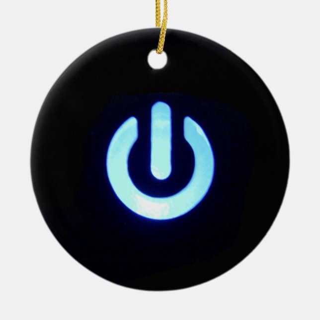 Blå strömbrytare julgransprydnad keramik (Framsidan)