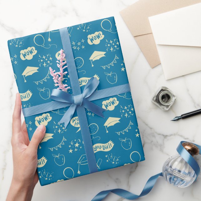 Blå Studenten Hand plockade-klottern Mönster Presentpapper (Gifting)