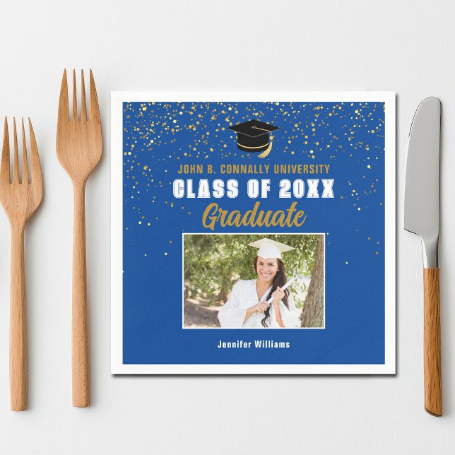 Blå studentfotoklasser 2026 examensfest pappersservett (Skapare uppladdad)