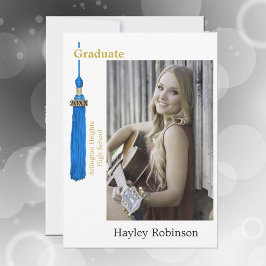 Blå studentmössa examensfoto  meddelande