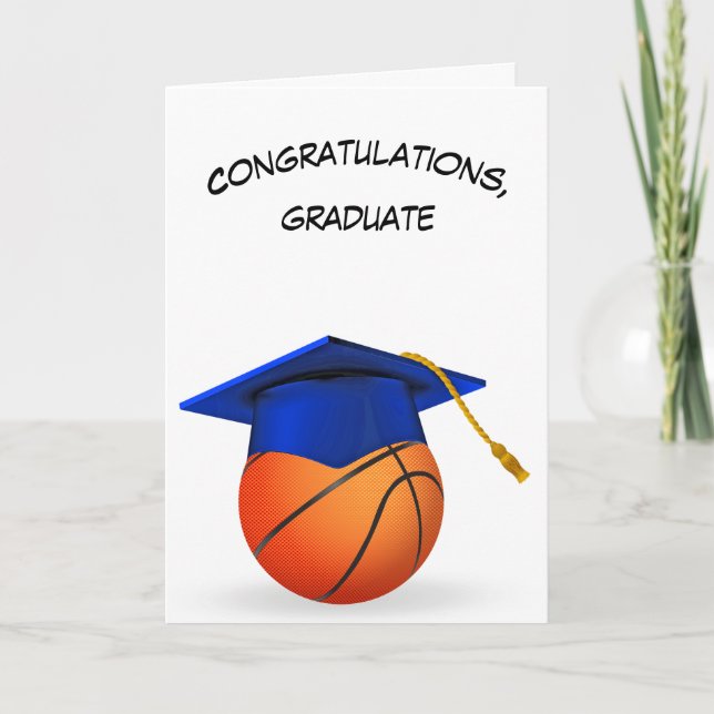 Blå Studentmössa på en basket Kort (Framsida)