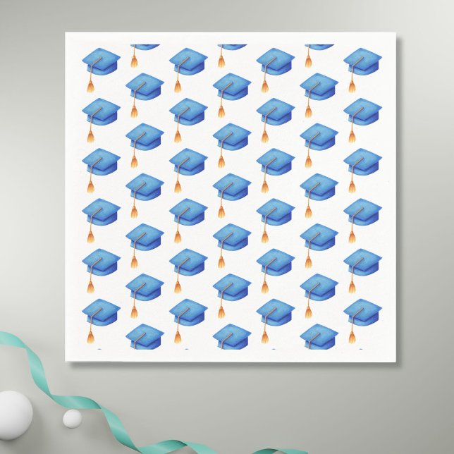 Blå Studentmössa Personlig Studenten Napkin Pappersservett (Skapare uppladdad)