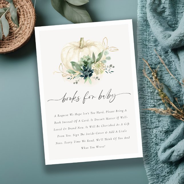 Blå suckulent pumpaböcker för baby shower tilläggskort (Skapare uppladdad)