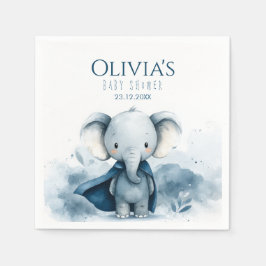 Blå superhjälten Elephant Baby Shower Pappersserve Pappersservett