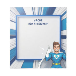 Blå superhjälten Personlig Mitzvah Note Pad Anteckningsblock