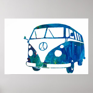Blå surfbuss poster