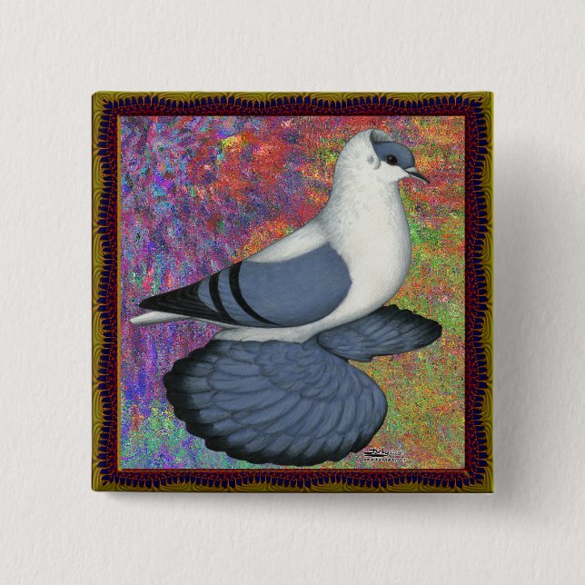 Blå Svälj Pigeon-ram Knapp (Framsida)