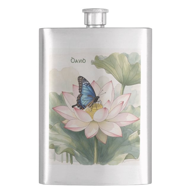 Blå Svalstjärt Fjäril Med Lotus Blomma Namn Fickplunta (Framsidan)