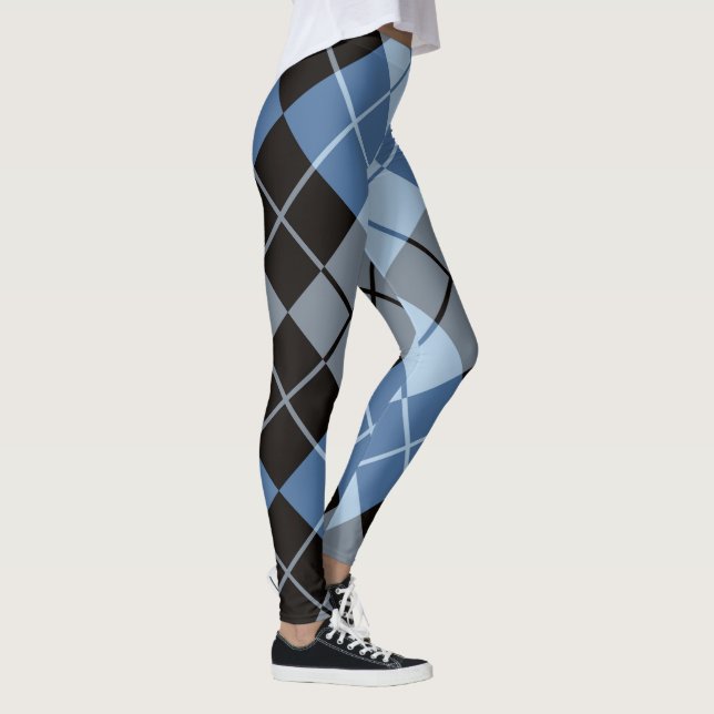 Blå Svart Argyle Leggings (Höger)