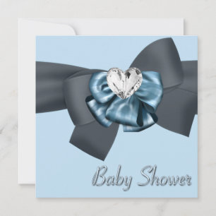 Blå Svart Båge Elegant Babykalas Inbjudningar