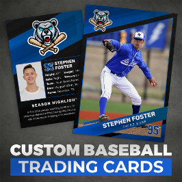 Blå & Svart Basebollkort, Baseboll Trading Card