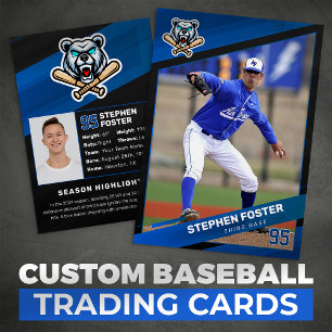 Blå & Svart Basebollkort, Baseboll Trading Card