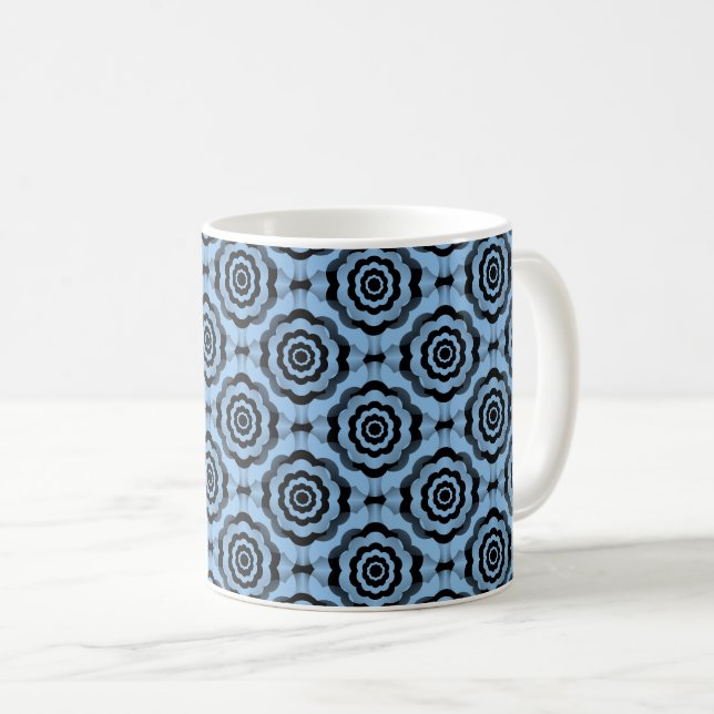 Blå svart blomma, sömlös Mönster Kaffemugg (Framsida höger)