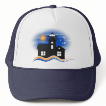 Blå svart fyr, Sjölandskap Silhouette Cap