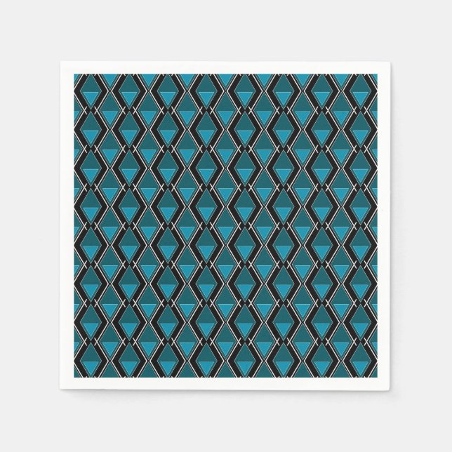 blå svart geometrisk mönster art deco pappersservett (Framsidan)