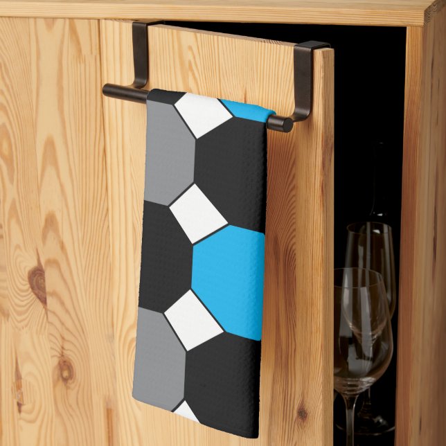 Blå Svart Grå Geometrisk  Kökshandduk (Thirds Fold)