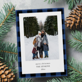Blå, svart, Gräns 2-foto jul Julkort