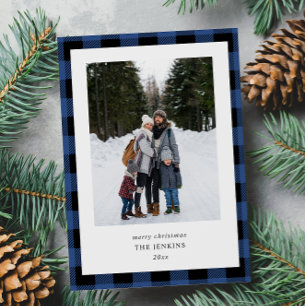 Blå, svart, Gräns 2-foto jul Julkort