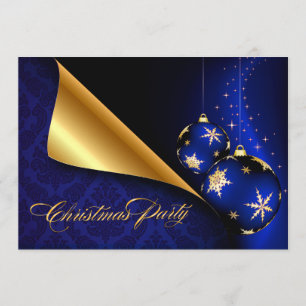 Blå svart Guld-Elegant, helgdag Inbjudningar