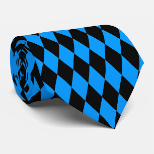 Blå Svart Harlekin Diamanter Rutigt Mönster Design Slips