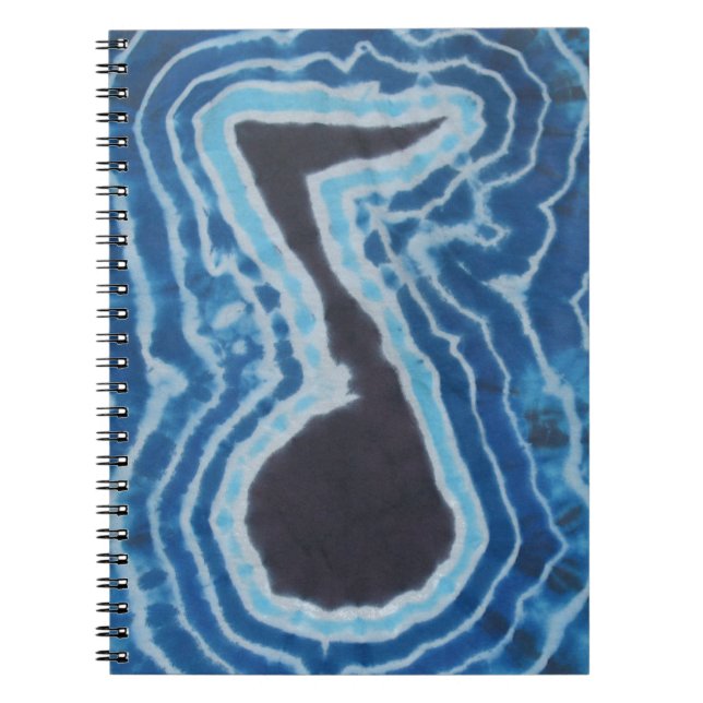 Blå svart Kärlek Music Note Tie Dye Anteckningsbok (Framsidan)