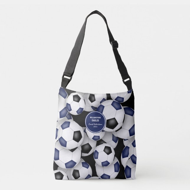Blå svart lag färg fotboll tränare axelväska (Framsida)