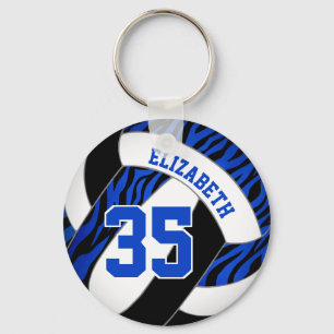 Blå svart med zebra ränder accentflickor volleybal nyckelring