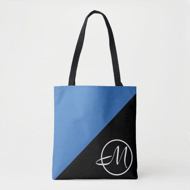 Blå svart Monogram Tygkasse (Framsida)