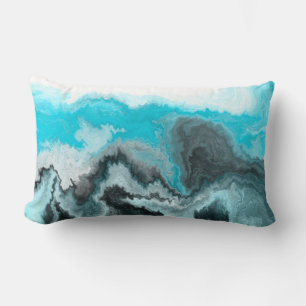 Blå, svart och Grått marmor, fluid Art Lumbarkudde