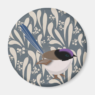 Blå, Svart och Lila Fairy Wren Magnet