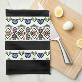 Blå svart och Rosa med Orange Kökshandduk