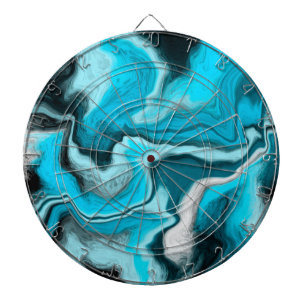 Blå, svart och vit marmorfluid Art Darttavla