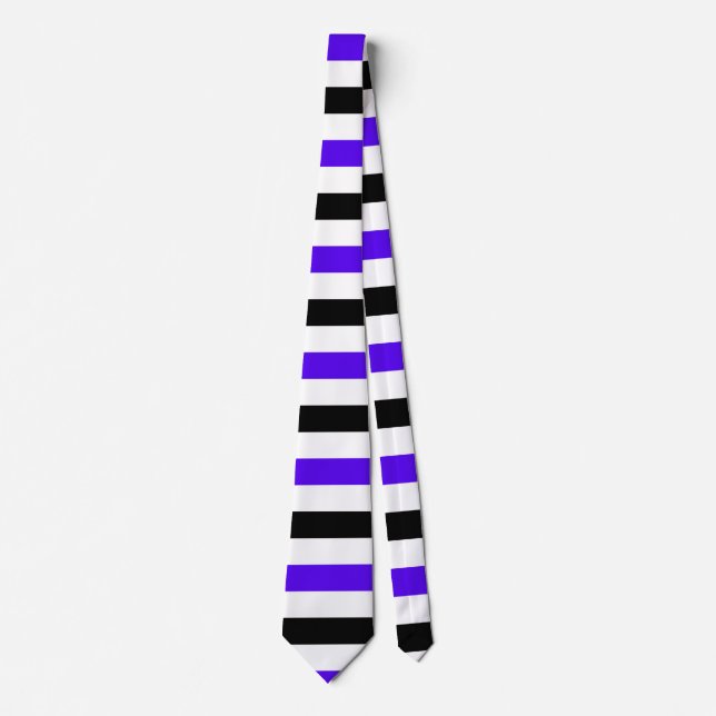 Blå svart och vit randig design slips (Framsida)