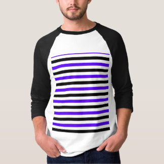 Blå svart och vit randig design t shirt