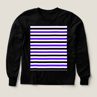 Blå svart och vit randig design t shirt