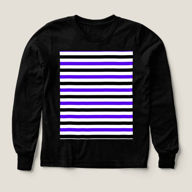 Blå svart och vit randig design t shirt (Design framsida)