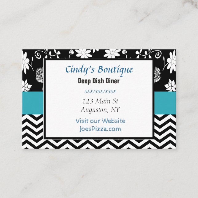 Blå, svart och vitt Affärskort Visitkort (Framsida)