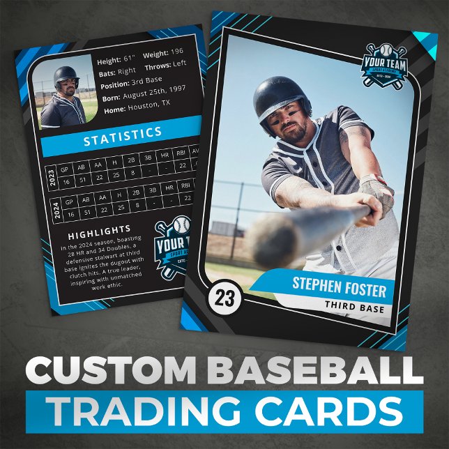 Blå & Svart Pro Baseball Trading Card (Skapare uppladdad)