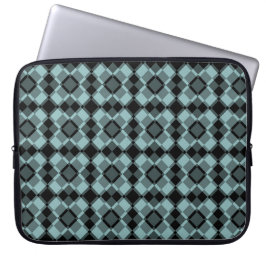 Blå Svart Rutig Argyle Mönster Laptop Fodral